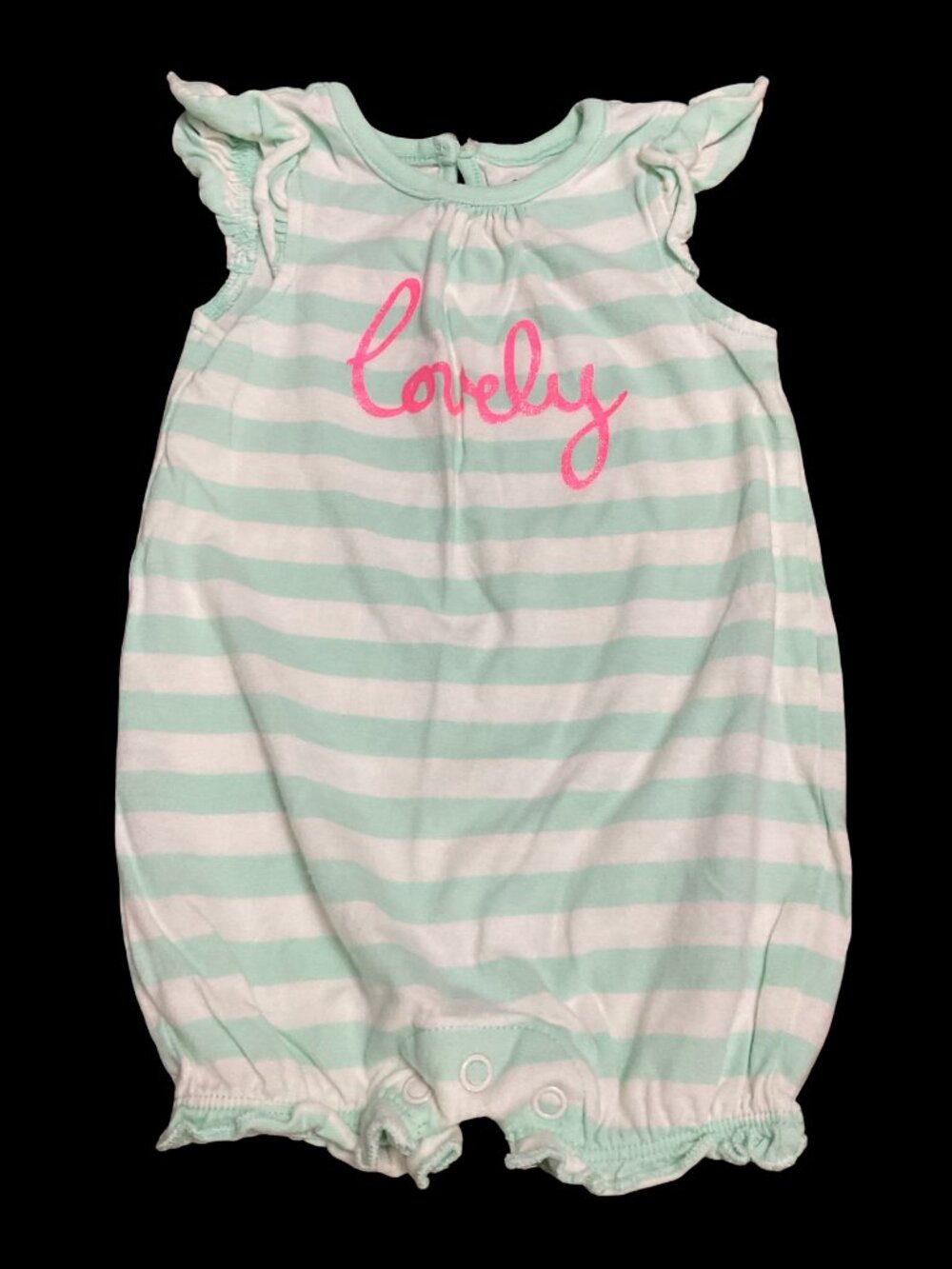 👣 10/$25 - Mint/White Striped "Lovely" Romper
